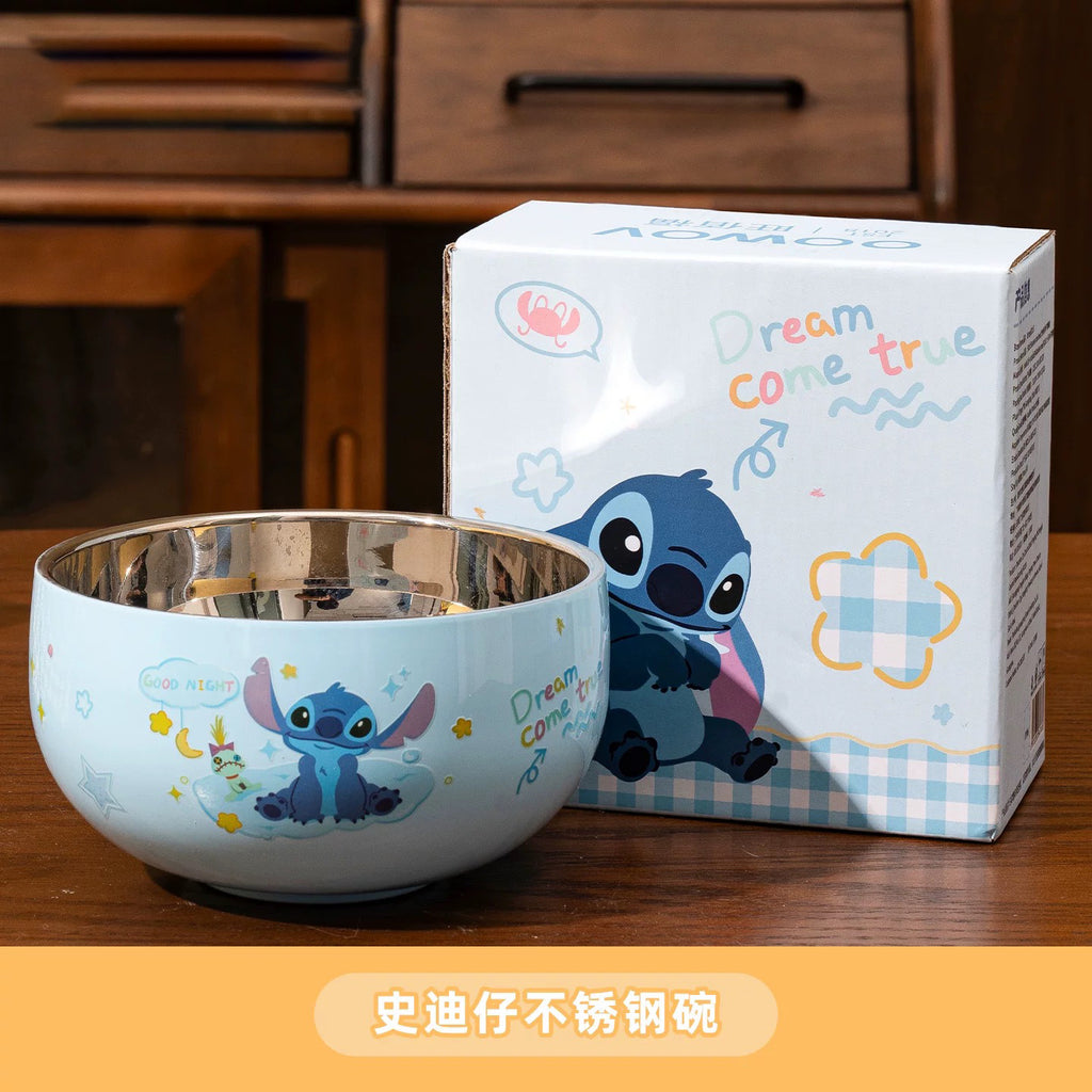 Zootopia & Stitch Stainless Steel Bowls Set - Cartoon Character Kids Tableware