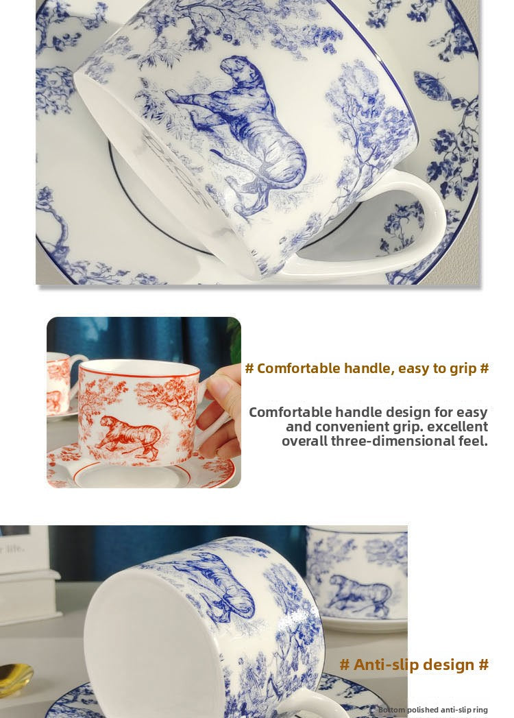 D Brand Cup Coffee Cup Saucer Light Luxury Style Tableware Cup Afternoon Tea Cup Saucer Double Gift Box Exquisite Cup Gift Present