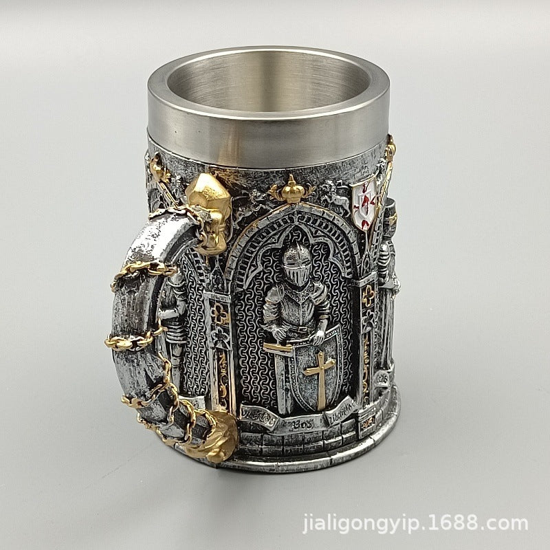 Creative Personality British David Soldier Beer Mug Creative Handmade Armor Soldier Stainless Steel Beer Mug Bar Water Cup