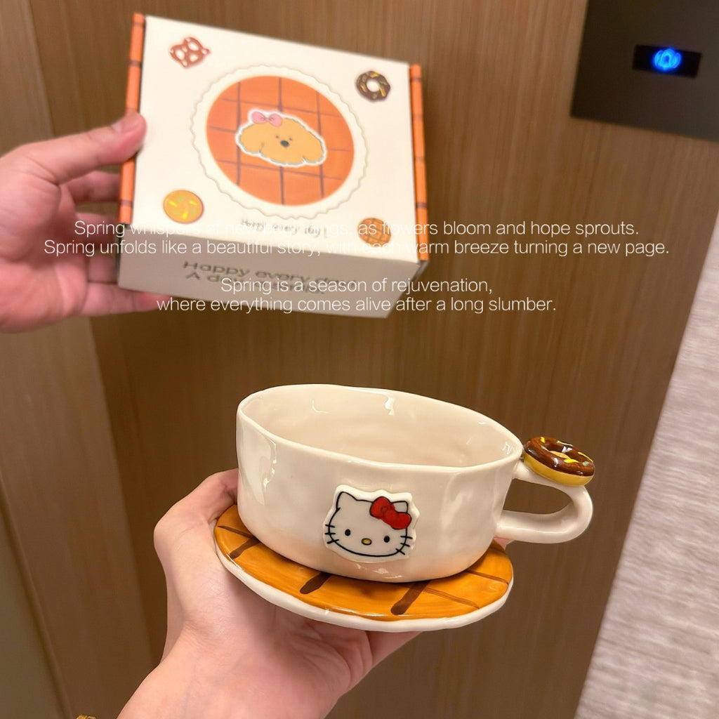 KT Plate Ceramic Tableware Hand-painted Underglaze Dinner Plate Rice Bowl Serving Plate Coffee Cup