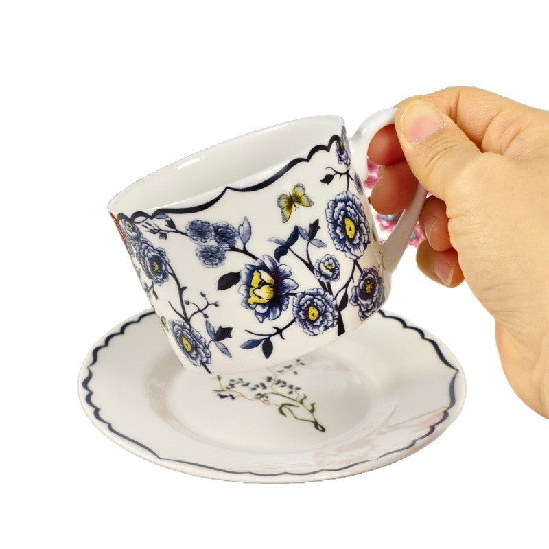 D Ceramic Tableware Light Luxury Linglan European High-End Tableware Food Tray Bone-China Cup Western Food Tray