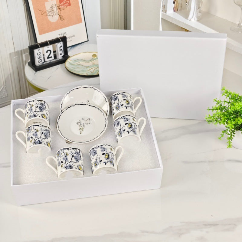 D Ceramic Tableware Light Luxury Linglan European High-End Tableware Food Tray Bone-China Cup Western Food Tray