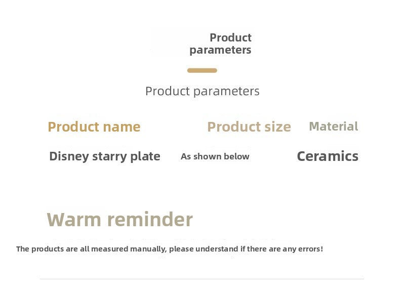 Disney Ceramic Plate High-Value Cartoon Round Plate Le You Mickey Household Underglaze Color Dish Plate High Temperature Resistant Deep Plate