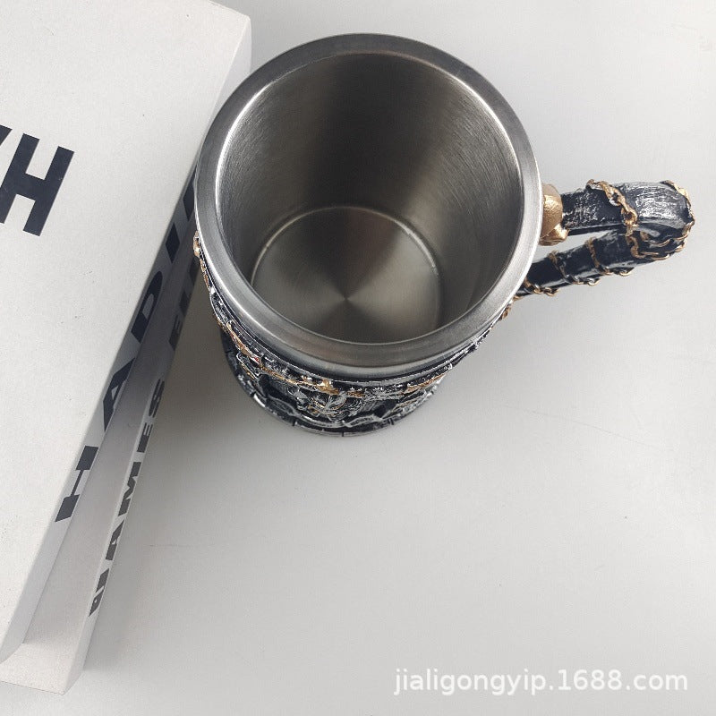 Creative Personality British David Soldier Beer Mug Creative Handmade Armor Soldier Stainless Steel Beer Mug Bar Water Cup