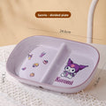 Authentic Sanrio Tableware Kuromi 2-Compartment Plate Children's Food Supplement Plate Ceramic High Temperature Resistant Baking Plate Baby Square Plate