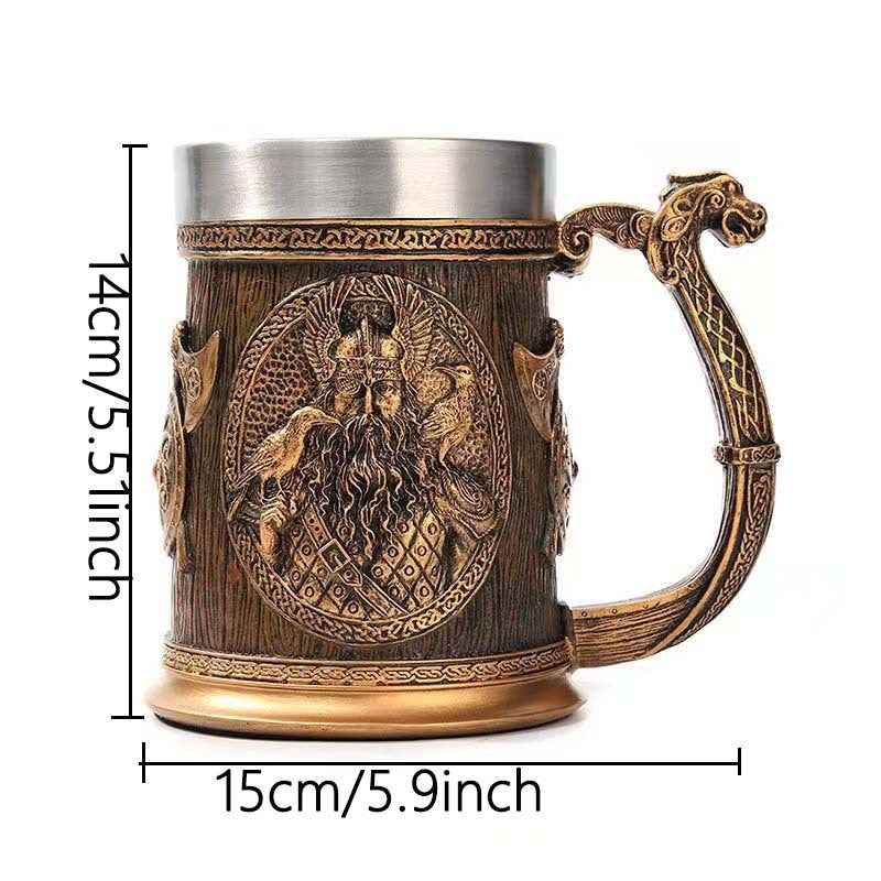 Creative Viking Pirate Beer Mug Large Water Cup Stainless Steel Cup Mug Resin Craft Coffee Cup Bar