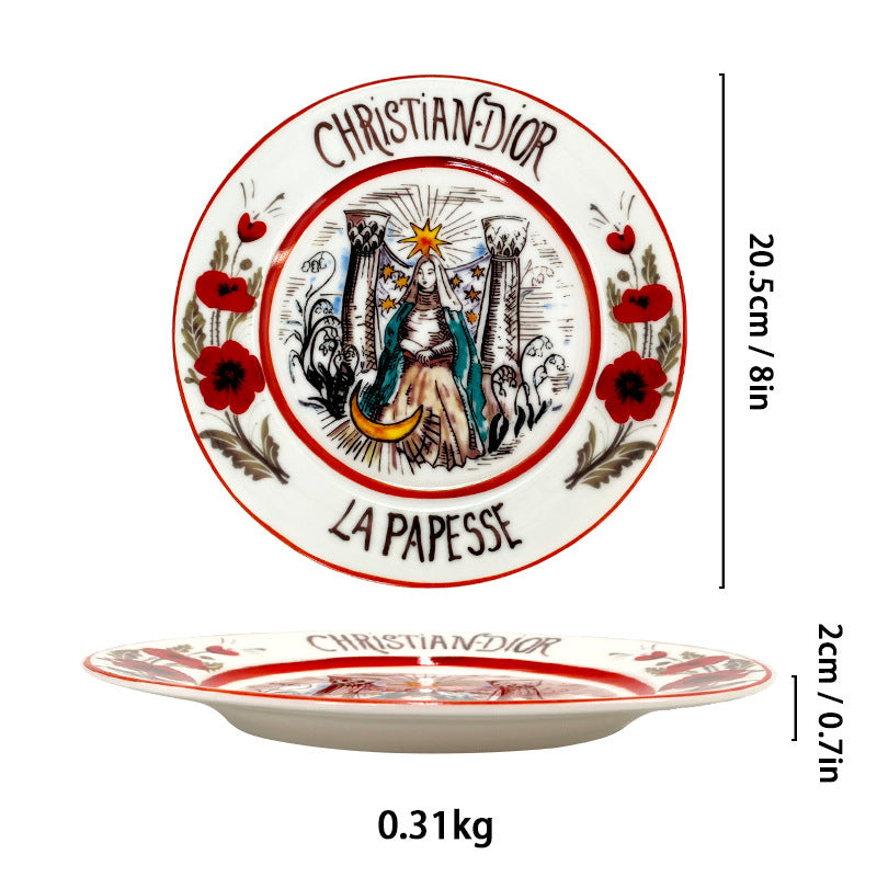 D Family 4-Piece Gift Box Sun Dinner Plate Steak Plate Household Ceramic Plate Dish Plate Cake Plate Dessert Plate Breakfast Plate