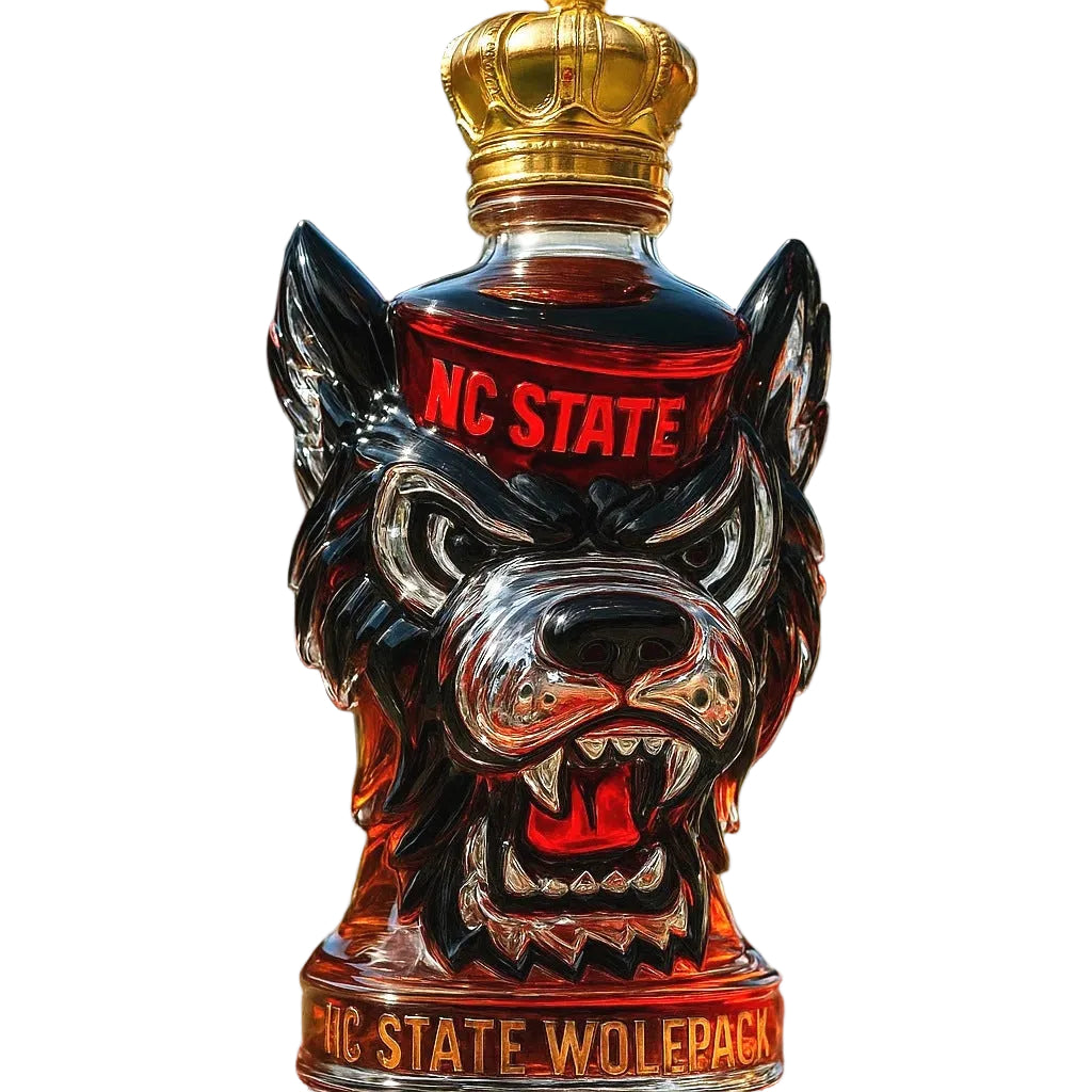 NC State Wolfpack Wolf-Head Whiskey Bottle - 400ml (5 Cap Styles)