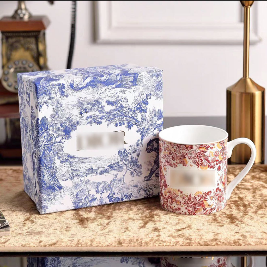 High-end Exquisite Ceramic Western Plate D Home Blue Gold Afternoon Tea Dessert Plate Coffee Cup Pastry Fruit Plate