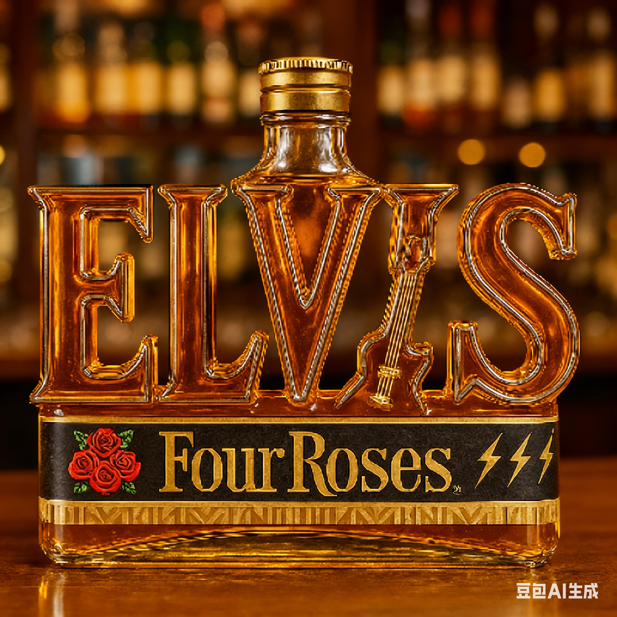 400ml Elvis Presley "ELVIS" Letter Whiskey Decanter - Crown Royal Themed Spirit Bottle