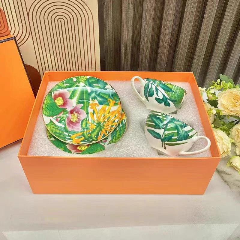 Bone China Coffee Cup and Saucer H Home Set Creative Tea Cup with Saucer