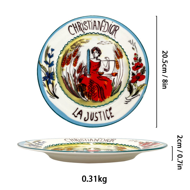 D Family 4-Piece Gift Box Sun Dinner Plate Steak Plate Household Ceramic Plate Dish Plate Cake Plate Dessert Plate Breakfast Plate