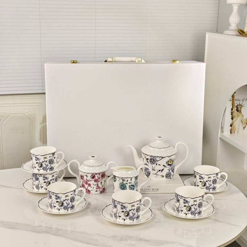 D Ceramic Tableware Light Luxury Linglan European High-End Tableware Food Tray Bone-China Cup Western Food Tray