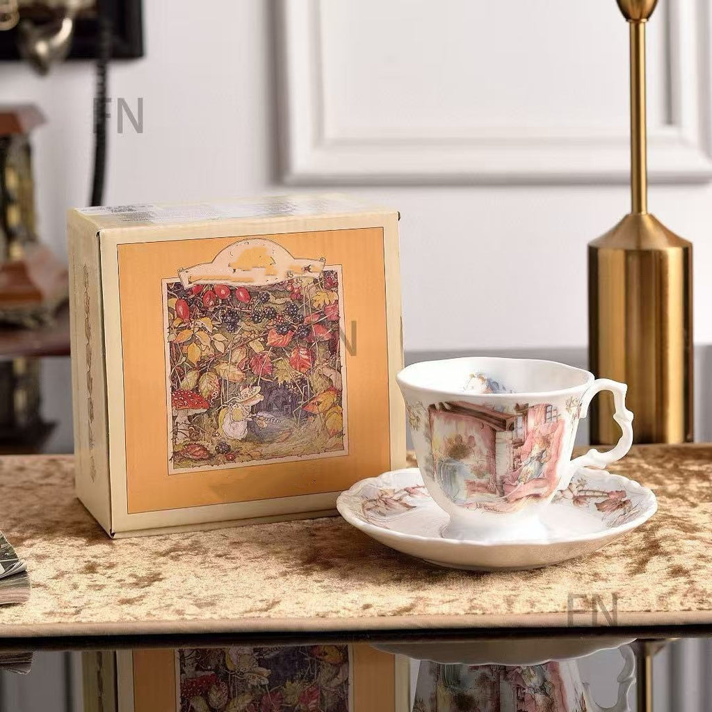 H Jia Doujia Mouse Moving Series Bone China Tea Coffee Set Single Cup and Saucer Dim Sum Plate British Afternoon Tea Cup