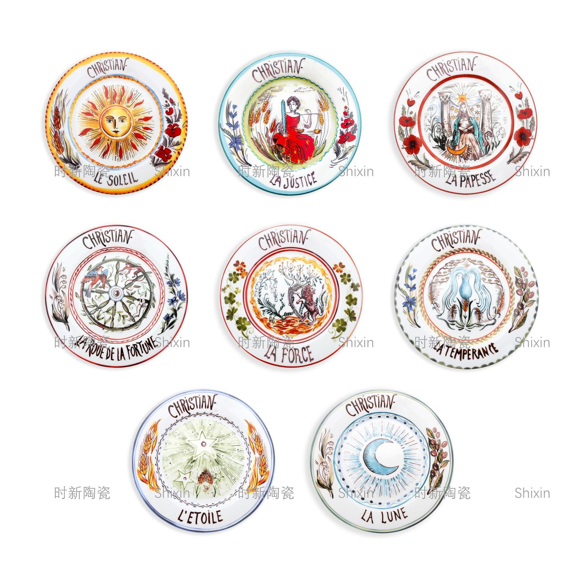 D Family Tableware Tarot Series Ceramic Plates Bone China Creative Gift Internet Celebrity Plates Steak Plates Set