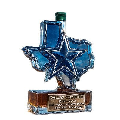 Dallas Cowboys 65th Anniversary Whiskey Decanter - Texas State & Star Themed Spirit Bottle