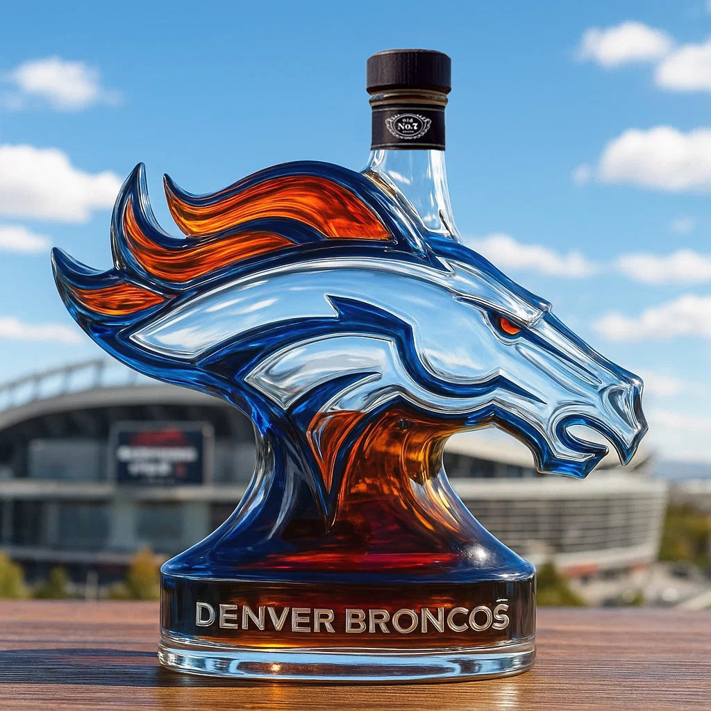 Denver Broncos Horse-Head Whiskey Decanter - NFL Team Themed Bottle