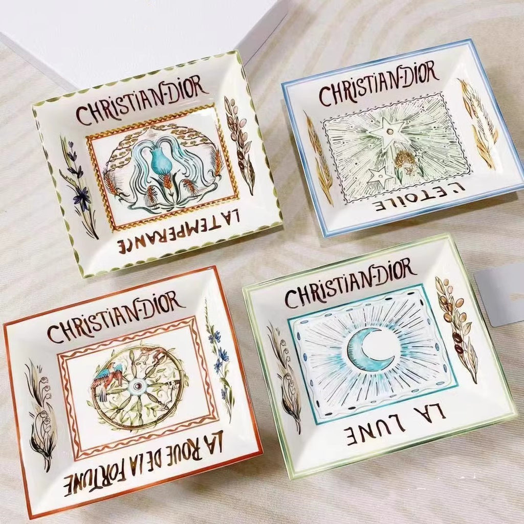 D Moon Series Bone China Tarot Card Storage Tray Home Retro Tray Light Luxury Style