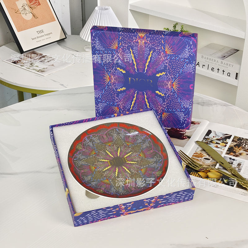 D Home Starry Sky Series Light Luxury Western Plate High-Value European Style Household Bone China Plate Dinner Plate Steak Plate