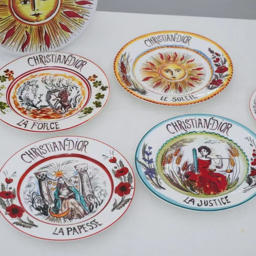 D Brand High-End Light Luxury Bone China Western Dinner Plates Sun Moon Stars 10inch Flat Plates Gift Box Set of 4 Ceramic Plates