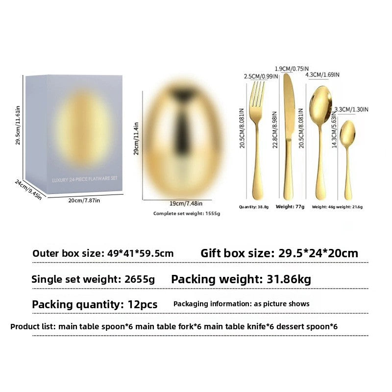 Amazon Popular ABS Mood Egg Pineapple Egg Stainless Steel Cutlery Egg Western Food Knife Fork Spoon Gift Box Set