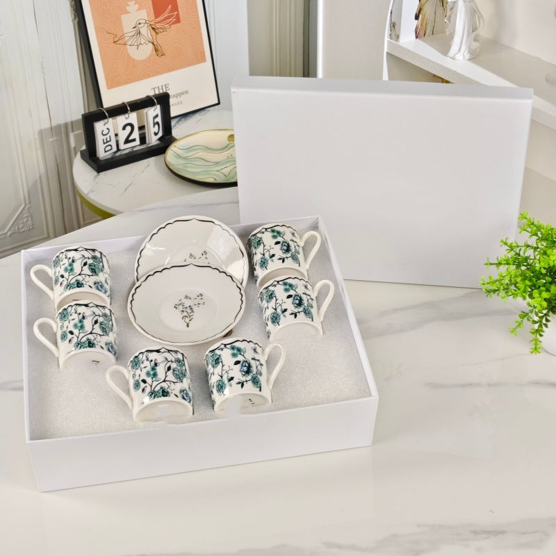 D Ceramic Tableware Light Luxury Linglan European High-End Tableware Food Tray Bone-China Cup Western Food Tray