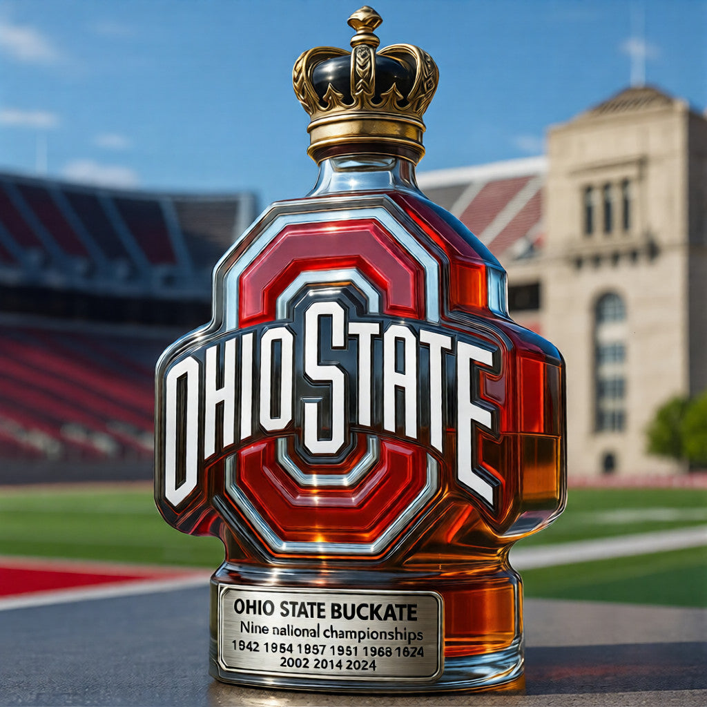 Ohio State Buckeyes "OSU" Whiskey Bottle - 400ml (4 Cap Styles)