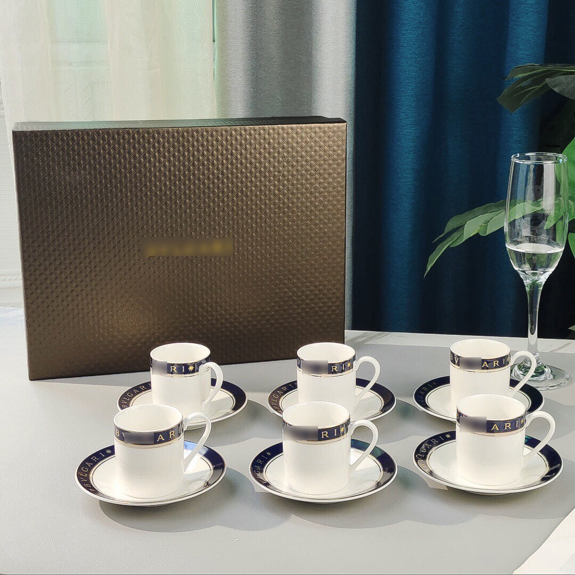 H Home Concentrated Cup and Saucer Set 612 Pieces Personalized Simple Household Afternoon Tea Coffee Cup Gift Box Set