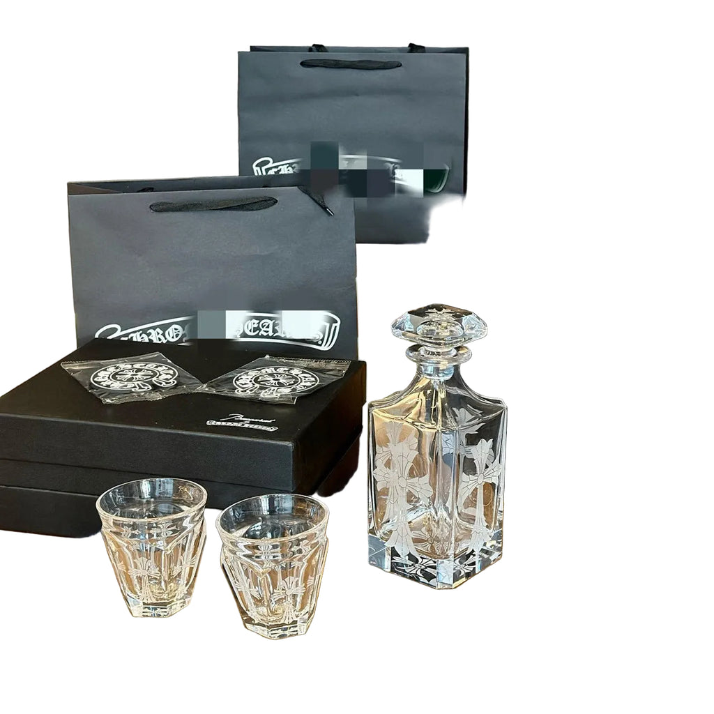 Chrome Hearts x Baccarat Crystal Whiskey Decanter Set - Luxury Designer Barware with Gift Box