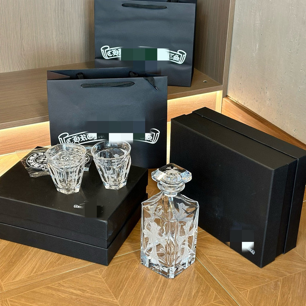 Chrome Hearts x Baccarat Crystal Whiskey Decanter Set - Luxury Designer Barware with Gift Box