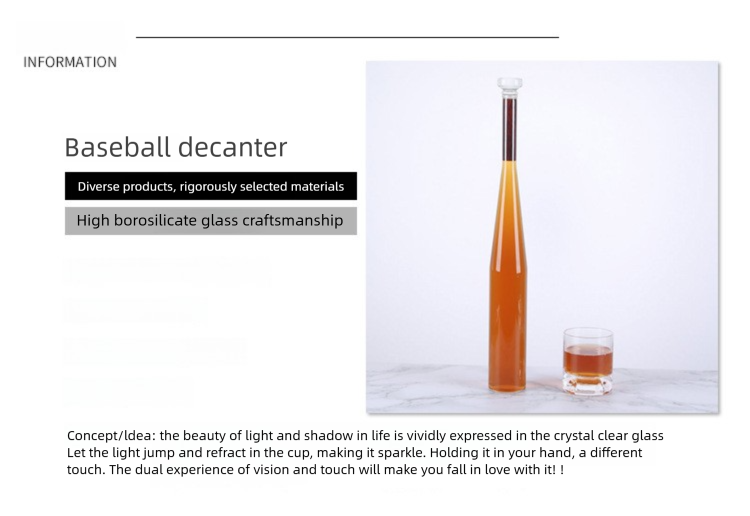 Baseball Whiskey Decanter - Borosilicate Glass Spirit Bottle