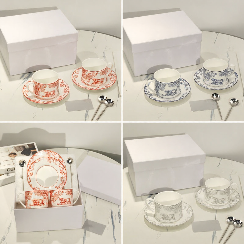 D Family Rui Tiger Series Original Label Spoon Coffee Cup Saucer European Afternoon Tea Set Black Tea 2 Cups 2 Saucers Gift Box