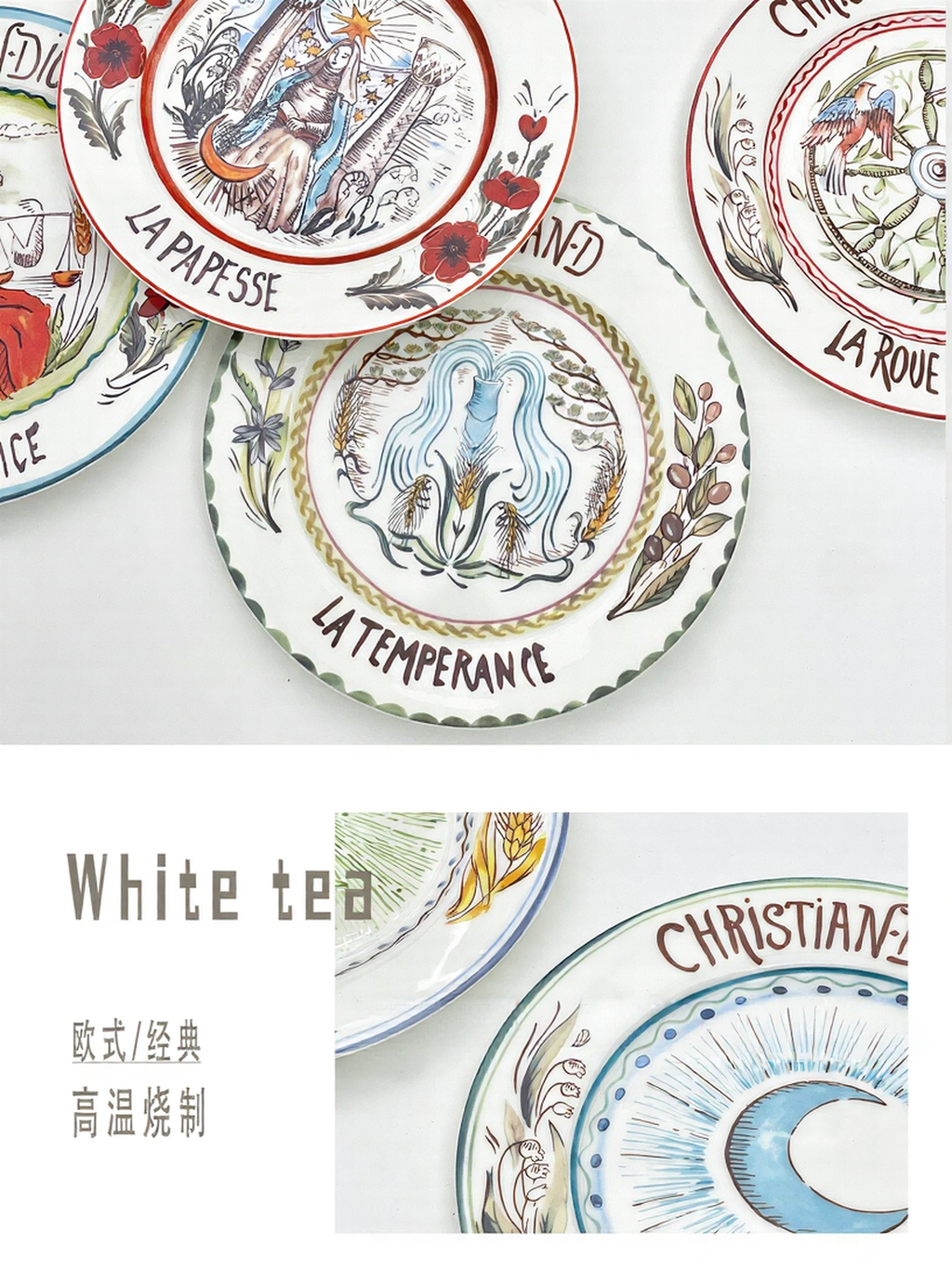 D Tarot Series Ceramic Dinner Plates Creative Gift Internet Celebrity Plates Steak Plates Set