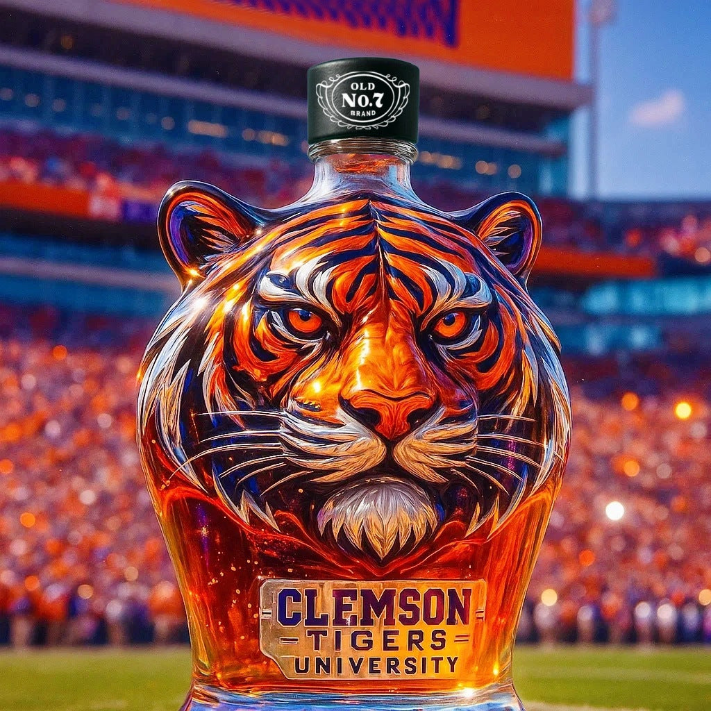 Crimson Tiger Whiskey Decanter - Clemson Tigers Themed (Artisanal Glass)