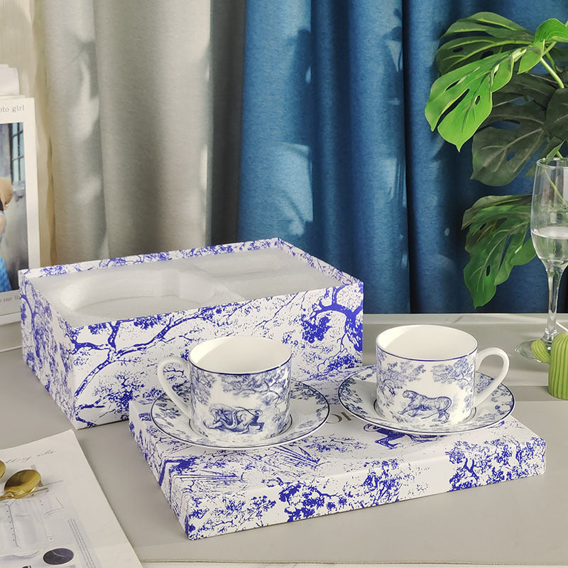 D Brand Cup Coffee Cup Saucer Light Luxury Style Tableware Cup Afternoon Tea Cup Saucer Double Gift Box Exquisite Cup Gift Present