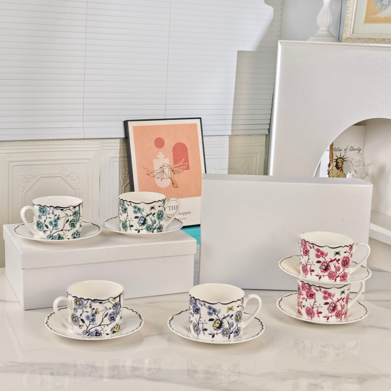 D Ceramic Tableware Light Luxury Linglan European High-End Tableware Food Tray Bone-China Cup Western Food Tray