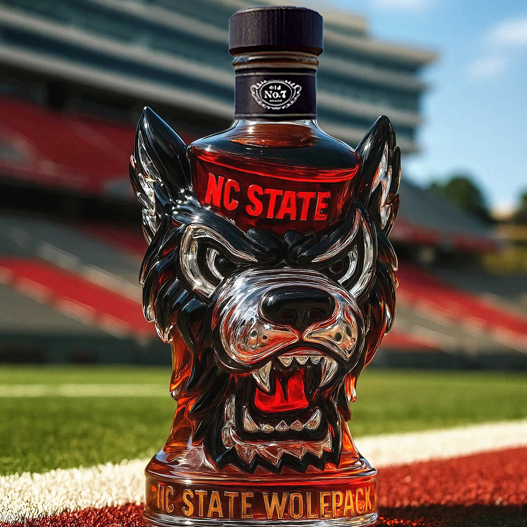 NC State Wolfpack Wolf-Head Whiskey Bottle - 400ml (5 Cap Styles)