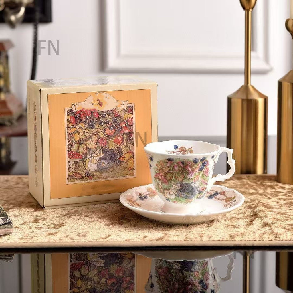 H Jia Doujia Mouse Moving Series Bone China Tea Coffee Set Single Cup and Saucer Dim Sum Plate British Afternoon Tea Cup