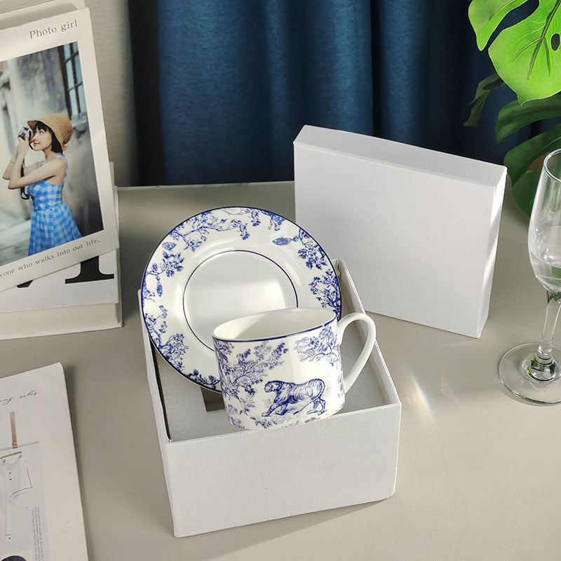 D Brand Cup Coffee Cup Saucer Light Luxury Style Tableware Cup Afternoon Tea Cup Saucer Double Gift Box Exquisite Cup Gift Present