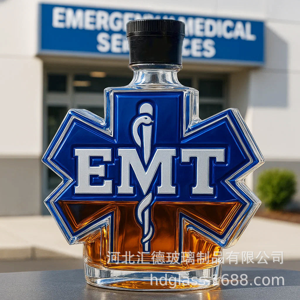 EMT Star of Life Whiskey Bottle - 400ml (3 Cap Styles)