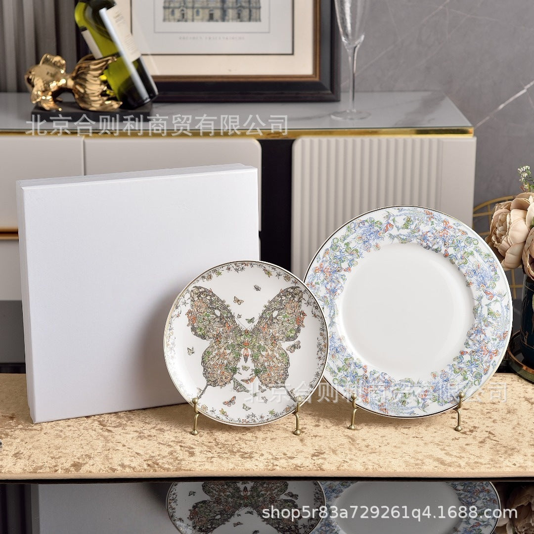 Vintage Butterfly Motif Bone China Cup and Saucer Set - Gold Rim Afternoon Tea Duo