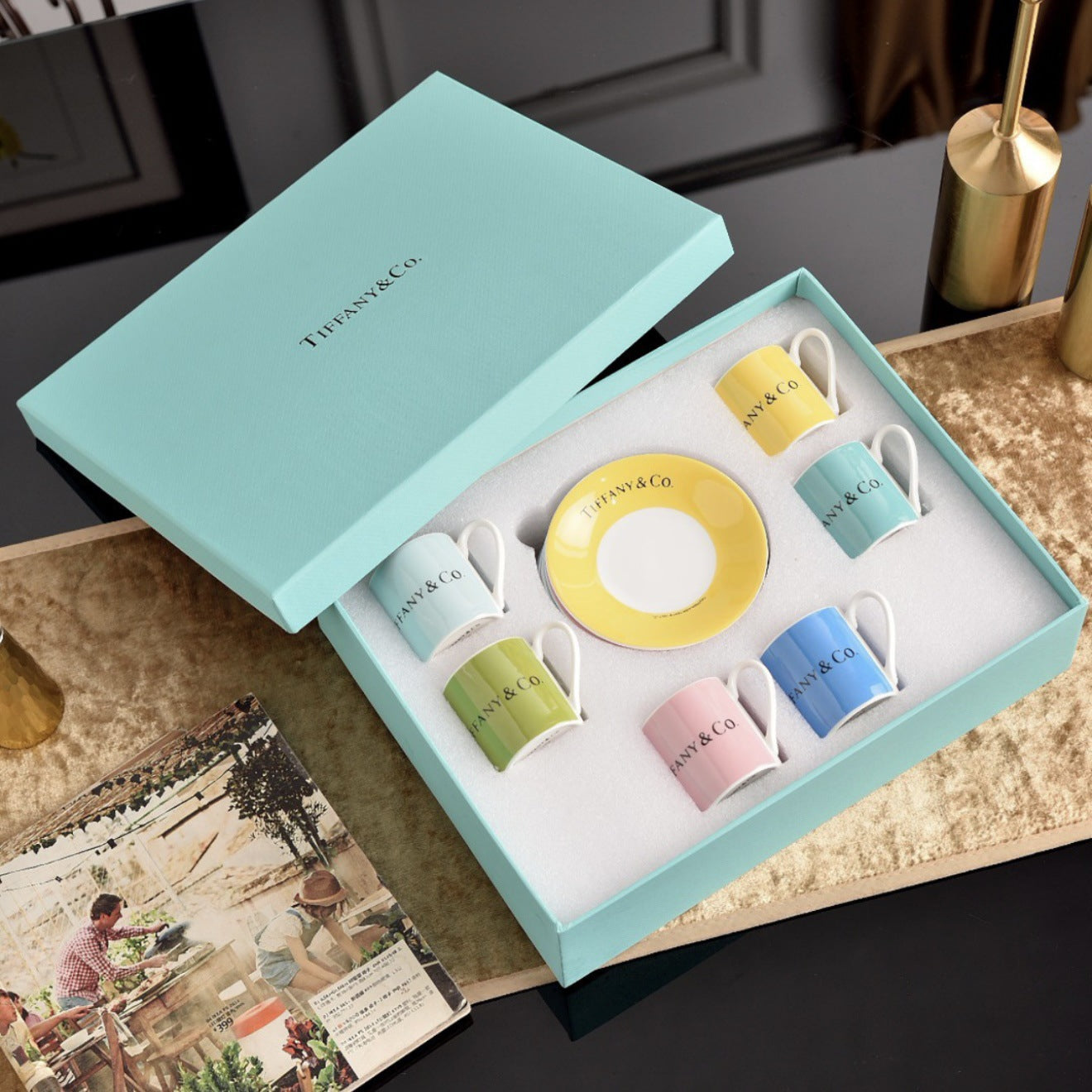 H Home Concentrated Cup and Saucer Set 612 Pieces Personalized Simple Household Afternoon Tea Coffee Cup Gift Box Set