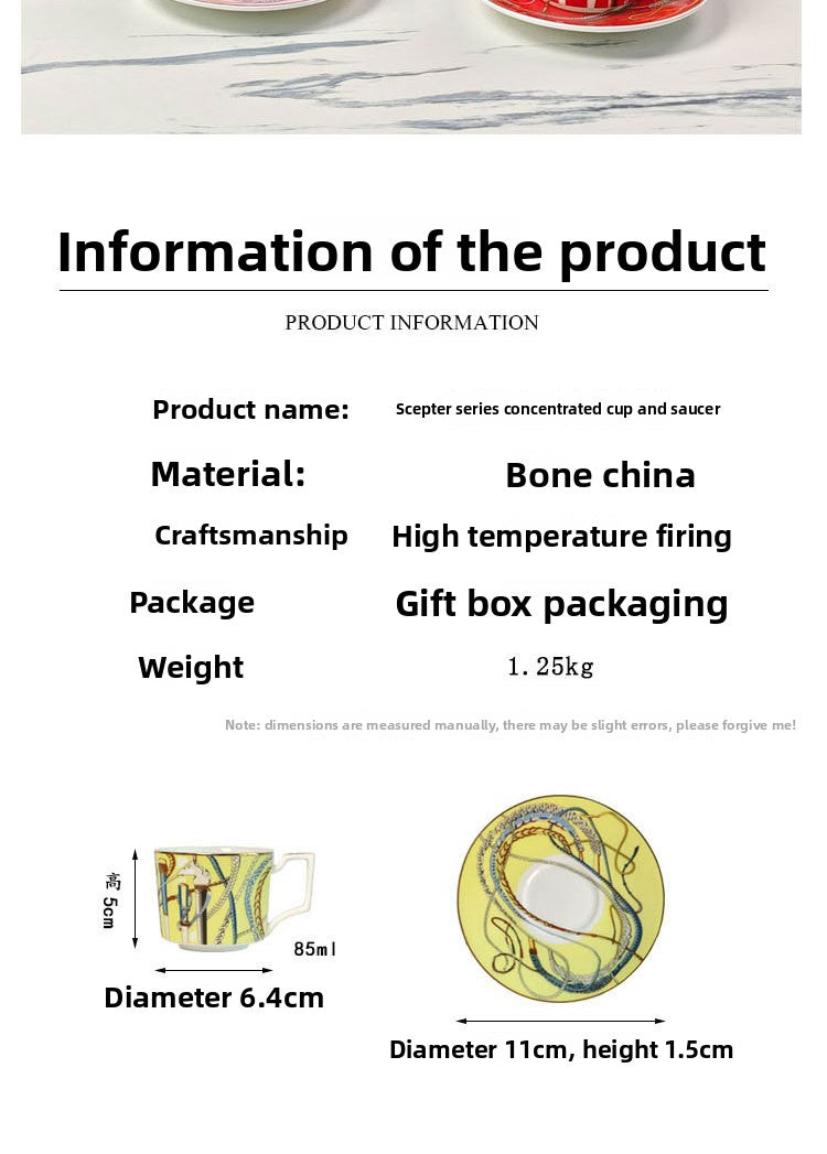 H Home Colorful Staff Concentrated Coffee Cup and Saucer European Style Household Bone China Cup and Saucer Light Luxury Retro Gift