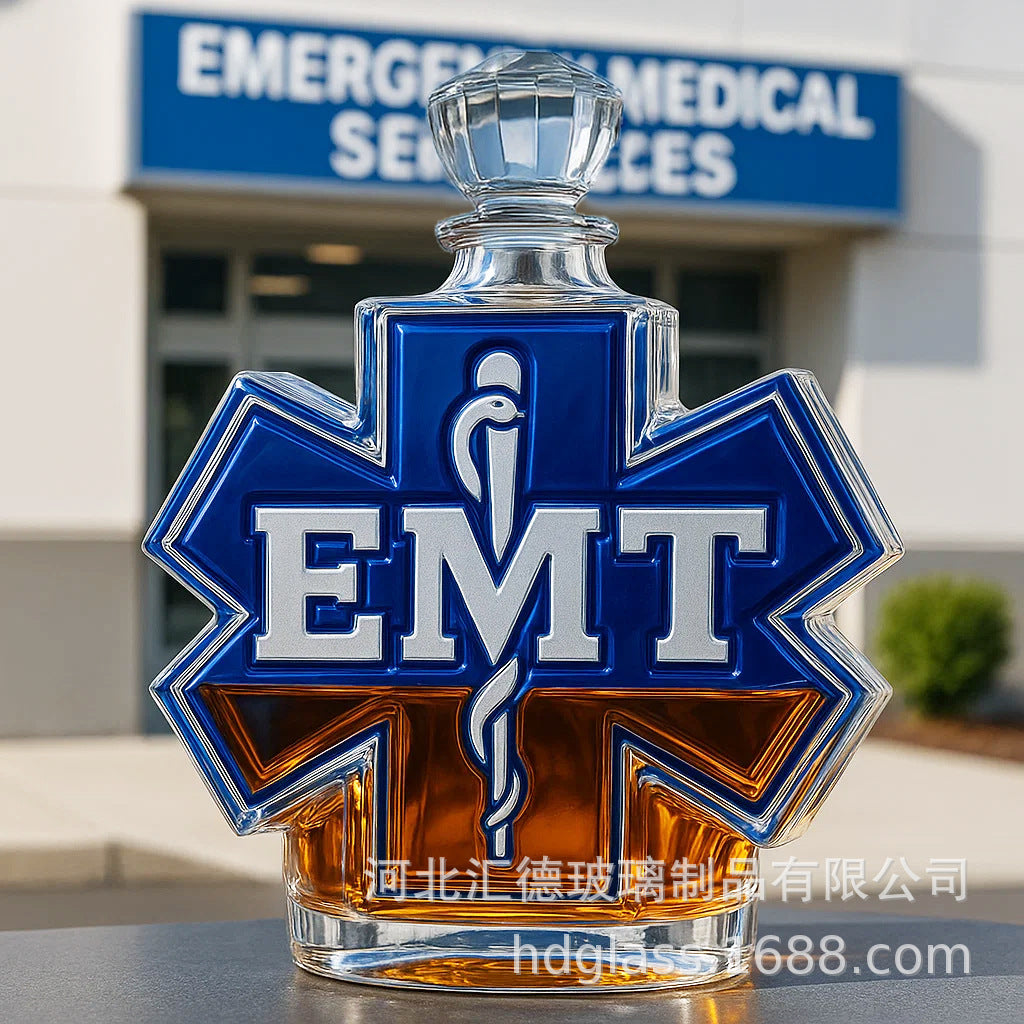EMT Star of Life Whiskey Bottle - 400ml (3 Cap Styles)
