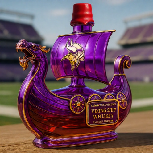 Minnesota Vikings Viking Ship Whiskey Bottle - 400ml (3 Cap Styles)
