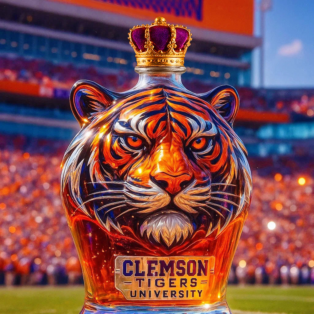 Crimson Tiger Whiskey Decanter - Clemson Tigers Themed (Artisanal Glass)