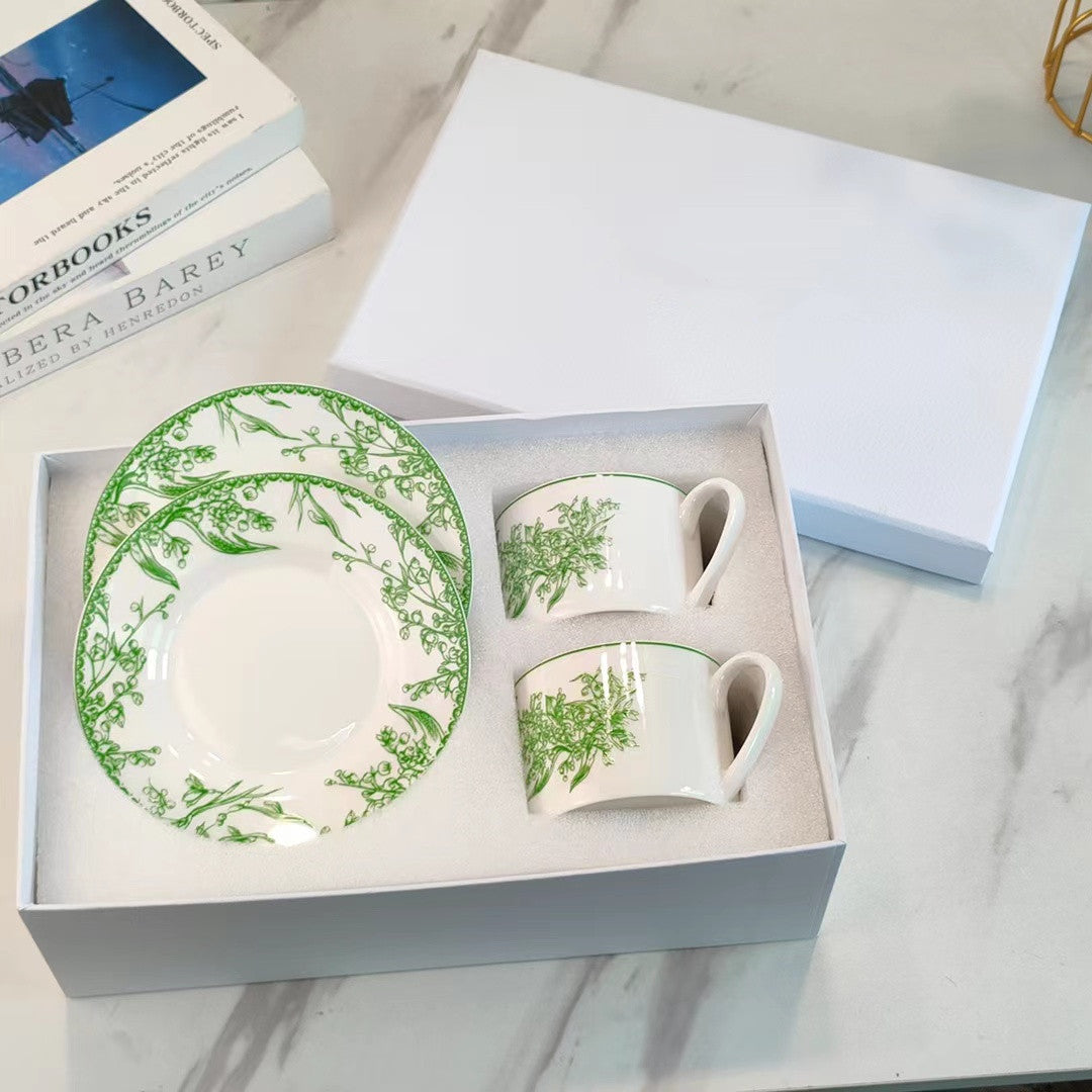Bone China Coffee Cup and Saucer H Home Set Creative Tea Cup with Saucer