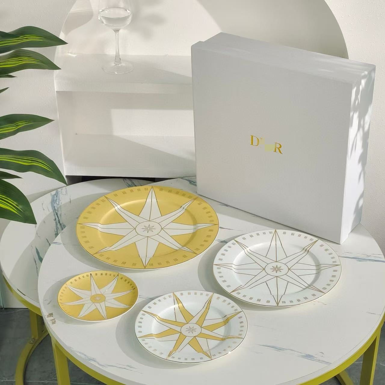 D Family Lucky Star Bone China Dinner Plates Set of Four Round Plates Dish Plates Decorative Plates Dessert Plates Snack Plates
