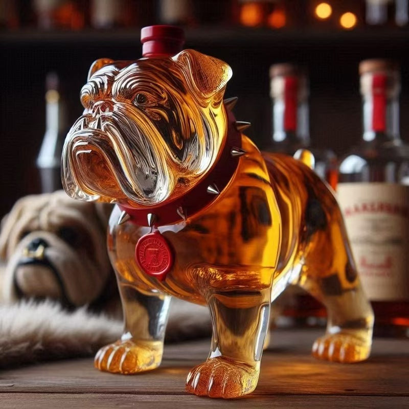Bulldog Whiskey Decanter - Spiked Collar Glass Spirit Bottle