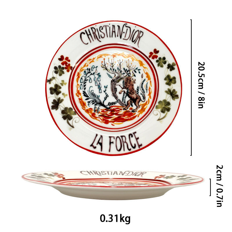 D Family 4-Piece Gift Box Sun Dinner Plate Steak Plate Household Ceramic Plate Dish Plate Cake Plate Dessert Plate Breakfast Plate